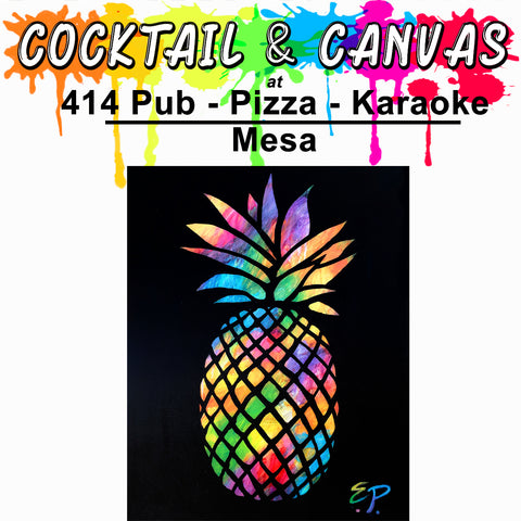 "Electric Pineapple" Paint and Sip at 414 Pub - Pizza - Karaoke on Sat, Mar 23 at 1pm
