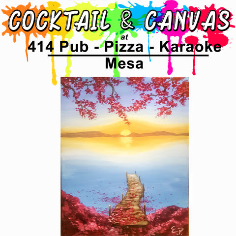 "Spring Blossom Lake" Paint and Sip at 414 Pub - Pizza - Karaoke on Sat, Apr 13 at 1pm