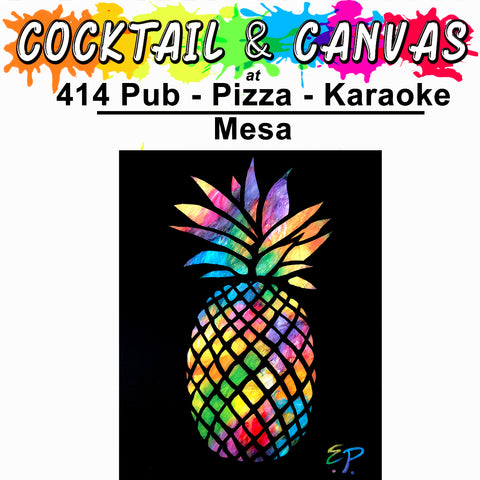 "Electric Pineapple" Paint and Sip at 414 Pub, Pizza, Karaoke on Sat, August 16 at 1pm
