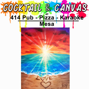 "Love On The Beach" Paint and Sip at 414 Pub, Pizza, Karaoke on Sat, May 31 at 1pm