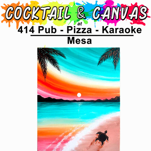 "Sea Turtle Beach!" Paint and Sip at 414 Pub, Pizza, Karaoke on Sat, August 30 at 1pm