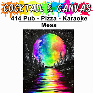 "Rainbow Moon Reflections" Paint and Sip at 414 Pub, Pizza, Karaoke on Sat, April 19 at 1pm