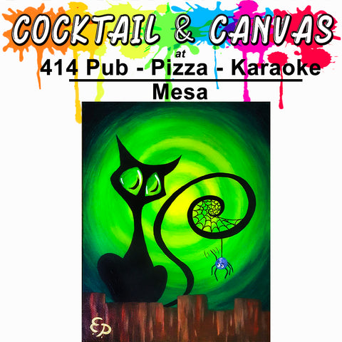 "Spidey Cat" Paint and Sip at 414 Pub - Pizza - Karaoke on Sat, Oct 25