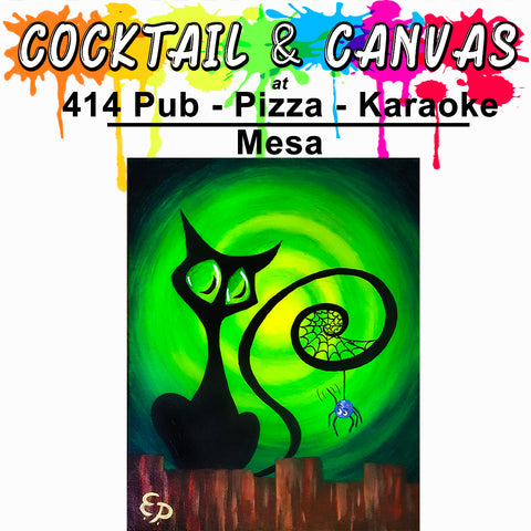 "Spidey Cat" Paint and Sip at 414 Pub - Pizza - Karaoke on Sat, Oct 21 at 1pm