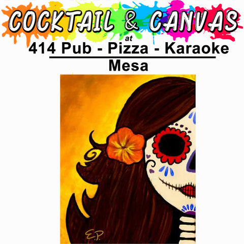 "Sugar Skull Girl" Paint and Sip at 414 Pub, Pizza, Karaoke on Sat, October 12 at 1pm