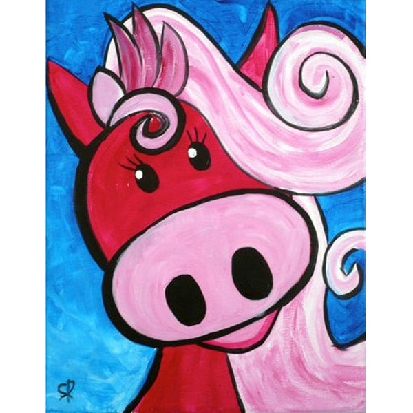 "Pink Pony" 11"x14" Kid's Take-Home Painting With Written Instructions