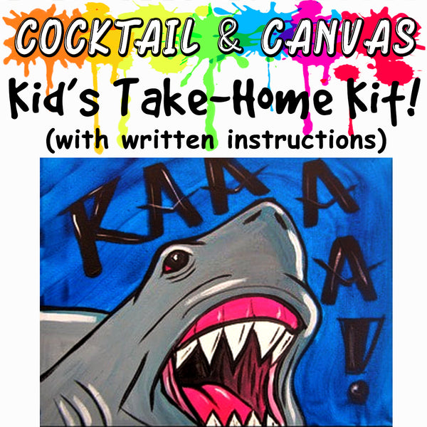 "Shark Bite" 11"x14" Kid's Take-Home Painting With Written Instructions
