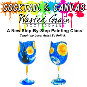Starry Night Wine Glasses Painting Class Sun, September 8